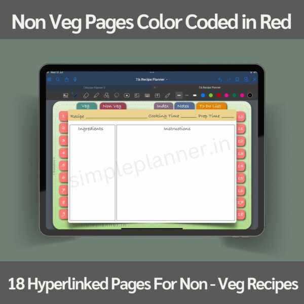 Digital Planner Non-Veg Recipe Page