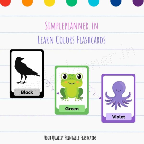 Learn Colors Printable Flashcards for Kids Set 2