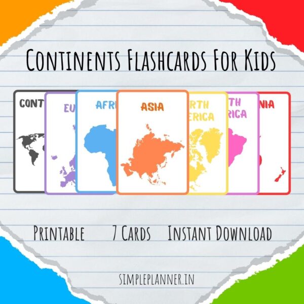 Continents Flashcards for Kids