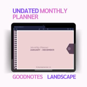 Undated Monthly Digital Planner for iPad