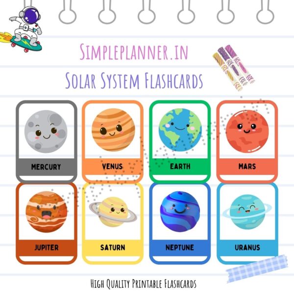 Solar System Printable Flash Cards for Kids