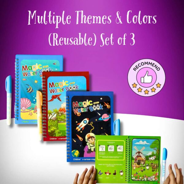 Multiple Themes & Colors - Reusable Magic Coloring Book for Kids