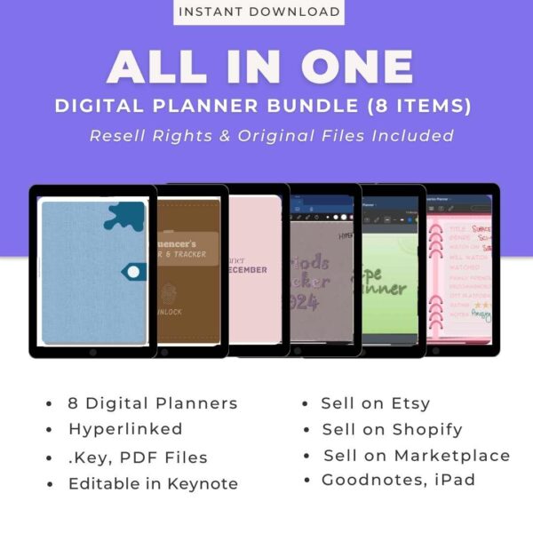 All in One Digital Planner Bundle with Resell Rights