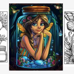 Fairy in Jar Coloring Sheets