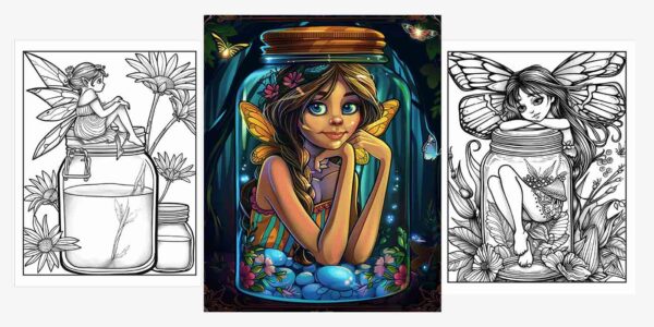 Fairy in Jar Coloring Sheets